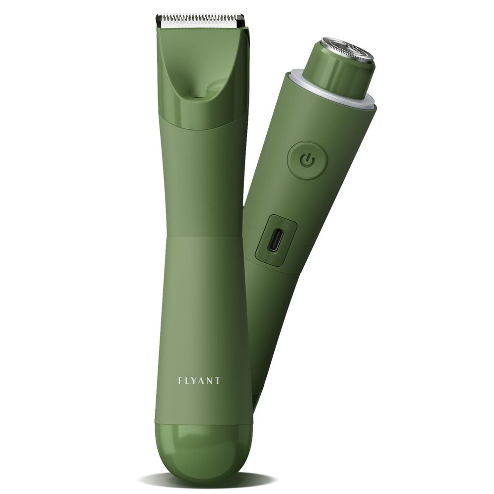 Flyant Women's Bikini Trimmer 2-in1 Electric Shaver Dark Green LED Grooming Tool